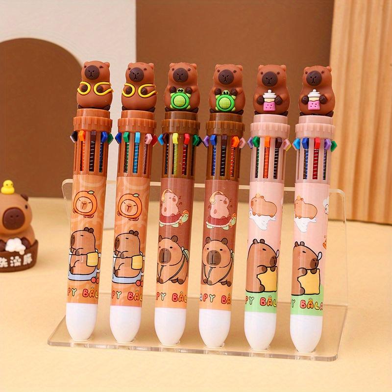 Capybara 36pcs Ballpoint Pen Cartoon Set 10 Colors 0.7mm Cute Capybara Modeling Hand Held Pen Learning Office Gifts Stationery