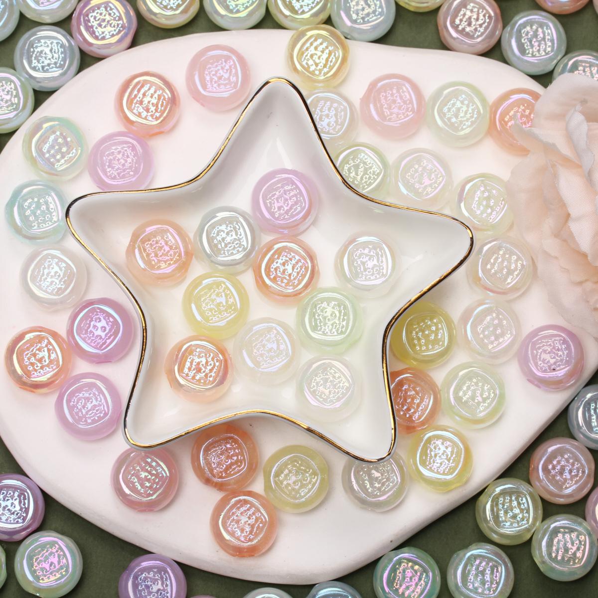 

Модные тонкие мигающие двухсторонние счеты DIY аксессуары материал УФ россыпью бусины рельефные ювелирные изделия акрил 16 мм 10 шт. разноцветный