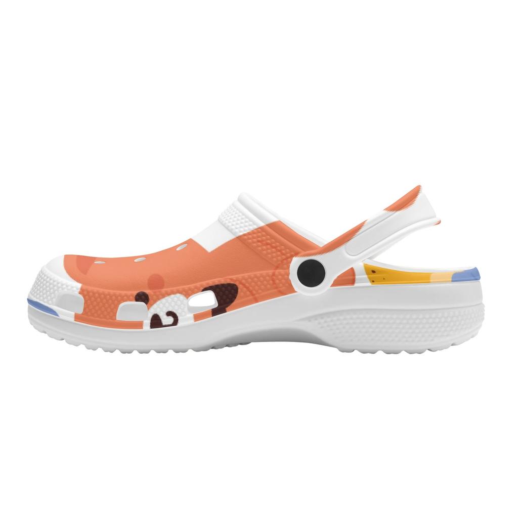 White Printed EVA Clogs for Women Men Lightweight Flexible Slip On Casual Footwear Soft Sole Summer Sandals Daily Comfort