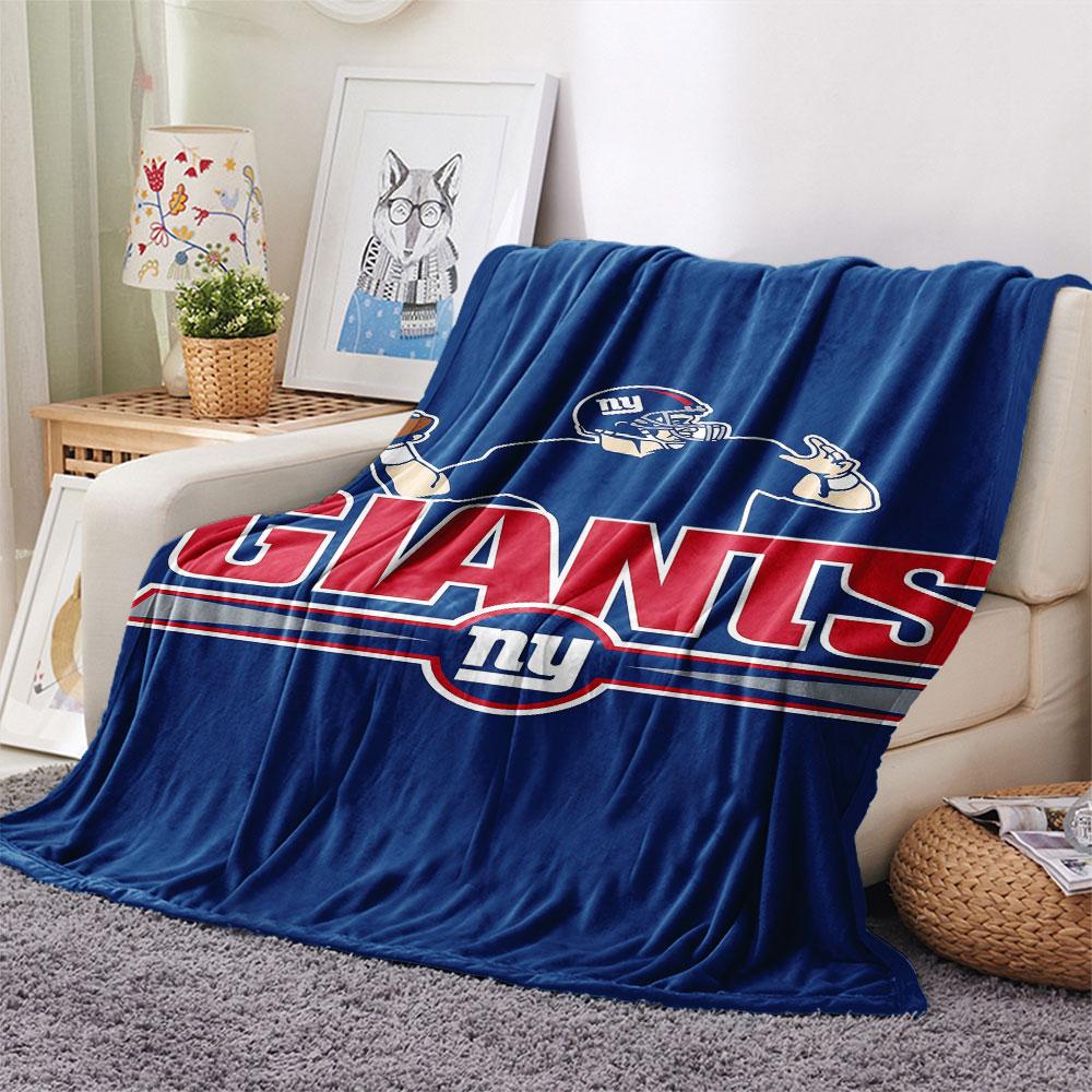 NY Giants Printed Flannel Blanket, soft throw for bedroom sofa, washable, fan merchandise, great gift.