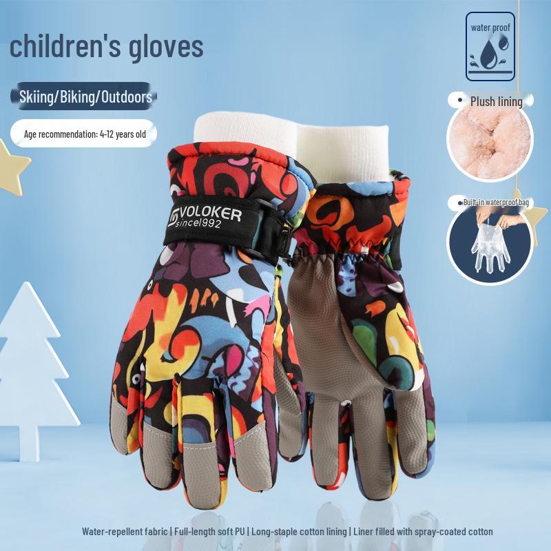 

Водонепроницаемые детские горнолыжные перчатки — теплые, нескользящие, утолщенные, с бархатной подкладкой для мальчиков и девочек S (4-6 years)