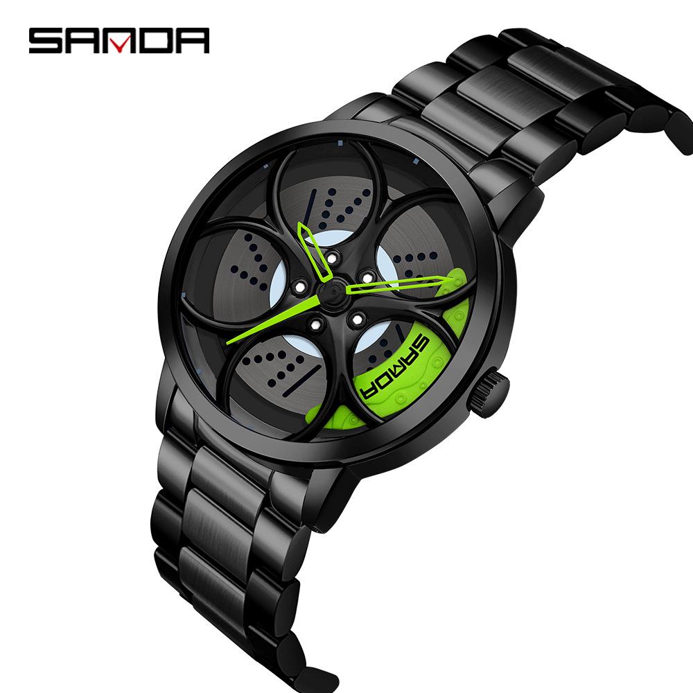 Classic Men's Quartz Watch - Car Wheel Style, Steel Band, Trendy & Casual