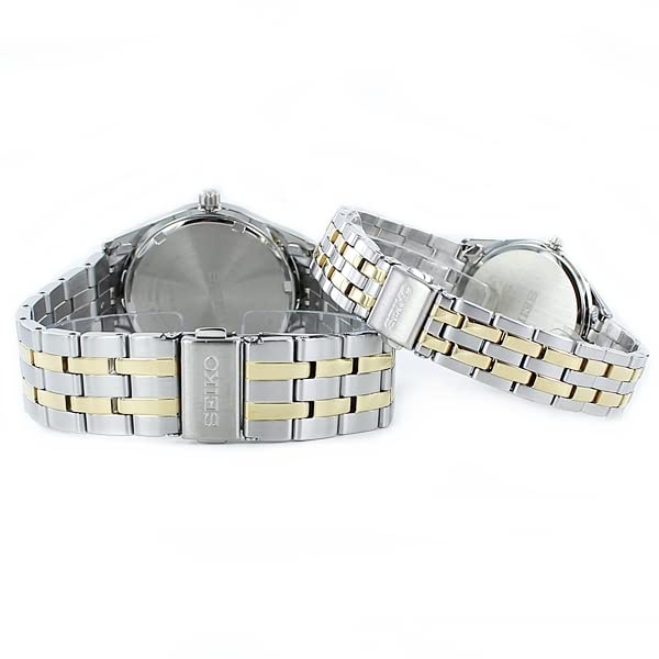 [Seiko Watches] Solar Pair Watches with Storage Box - Stainless Steel for Men & Women - Model SBPX085STPX033 [Imported]