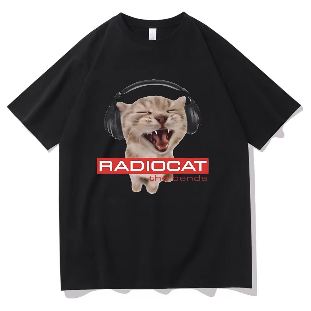 

British Rock Band Radiohead Funny Radiocat The Bends Print Tshirt Men Women Vintage Gothic Oversized Tshirts Male Meme T Shirts S
