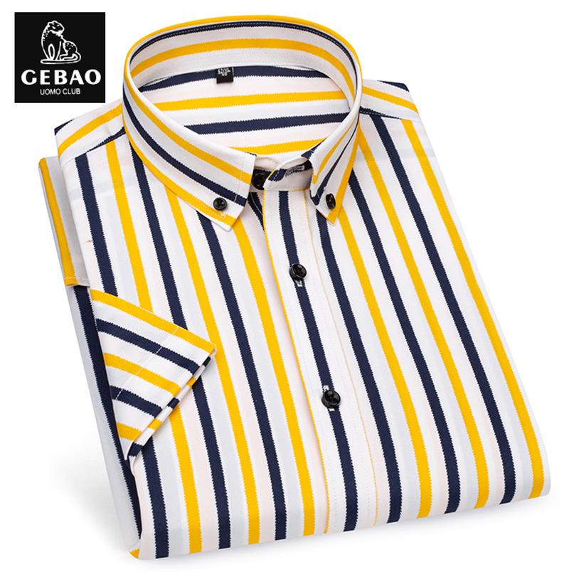 Men's Short Sleeve Non-Iron Striped Ice Silk Casual Korean Style Shirt