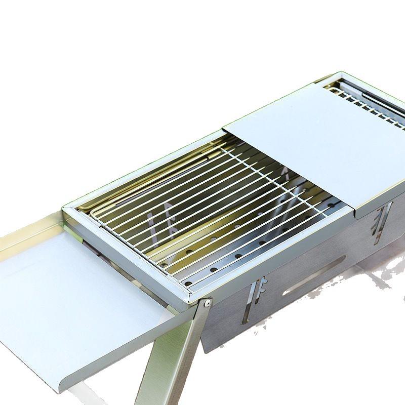 Portable Stainless Steel Folding Charcoal Grill for Indoor/Outdoor Camping