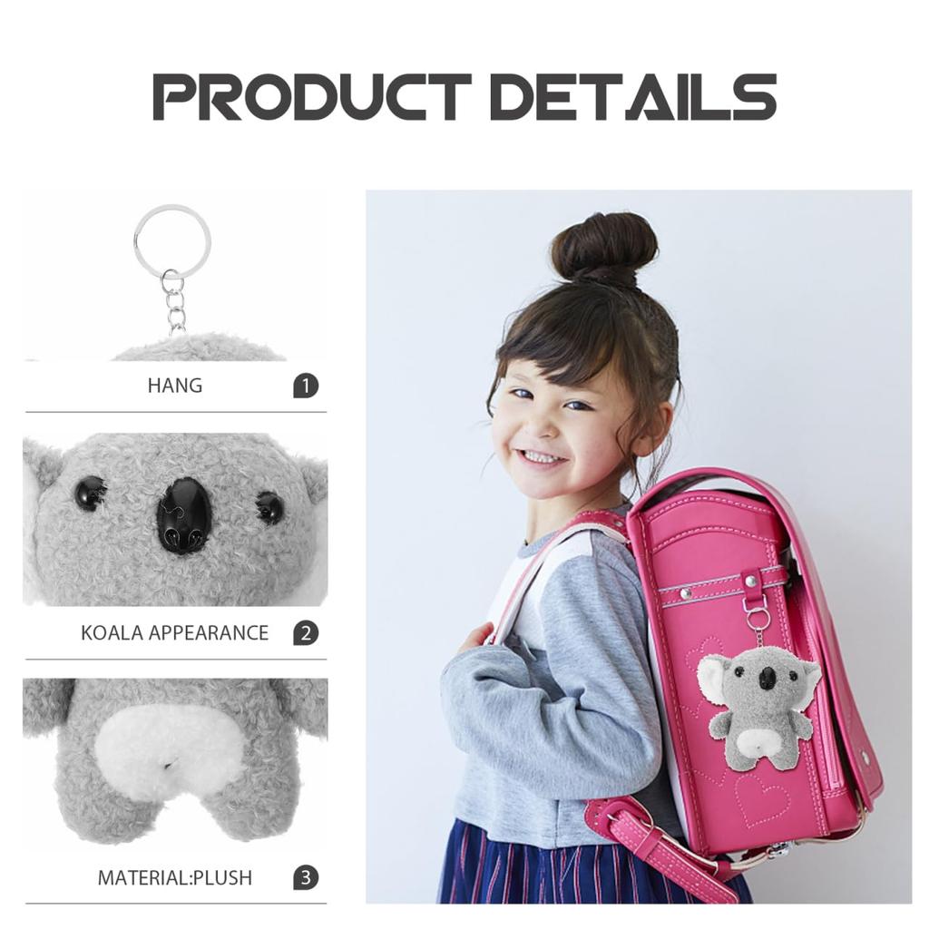 [PACKOVE] Koala Plush Toy, Soft Keychain, Plush Toy, Gray, Koala, Cartoon Animal, Key Ring, Kids, Bag, Wallet, Backpack, Handbag