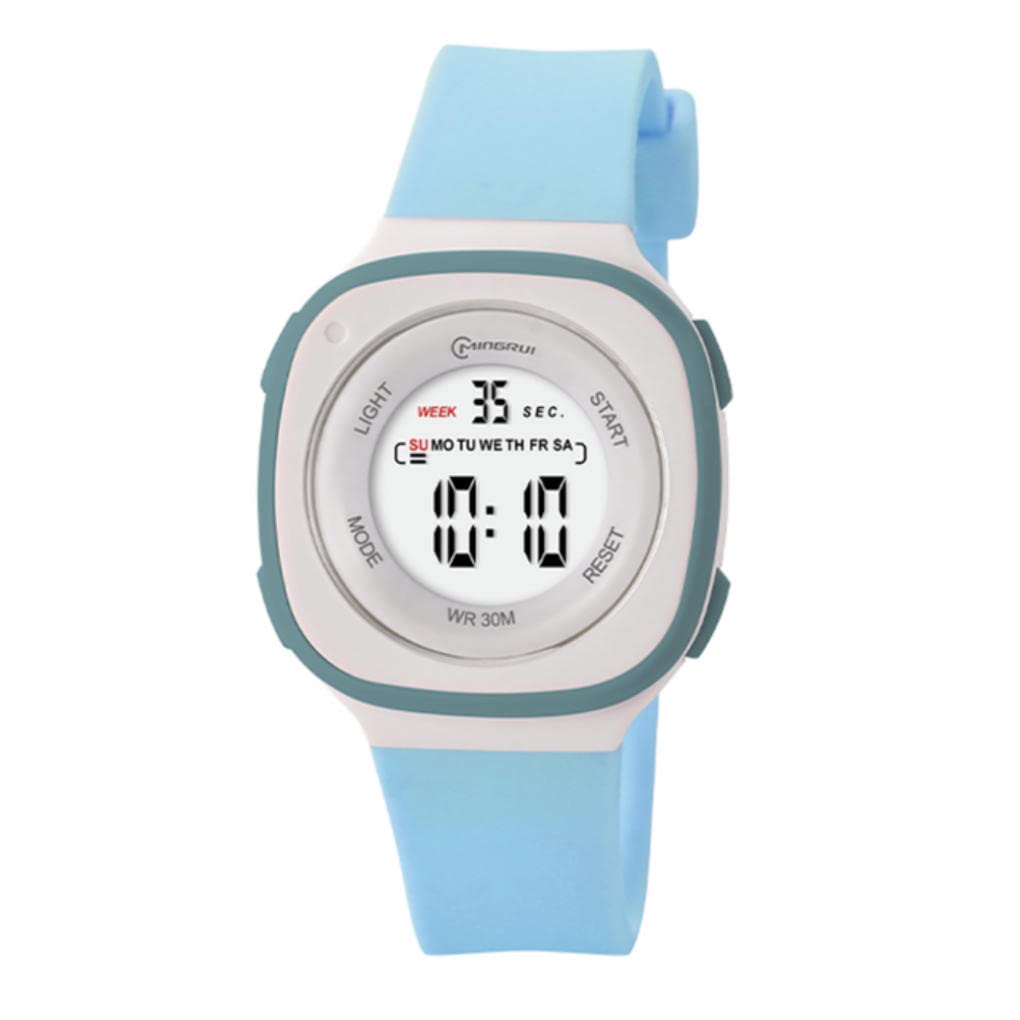 

MINGRUI Women s Digital Watch Rectangle Daily Waterproof Light Blue