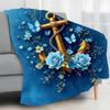 Luxury Nautical Anchor with Rope Flannel Blanket for Bed, Office, Home, Camping, Cozy, Sofa, Halloween and Christmas