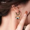 Ethnic style retro stone beaded tiger's eye stone fringed earrings ear buckles personalized earrings women