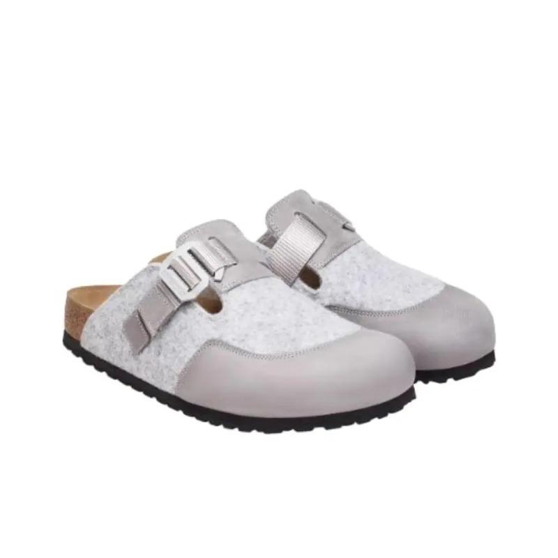 Birkenstock Boston Nova Men Felt Slip On Clogs Stone Gray Regular Wide Fit 1030202 38