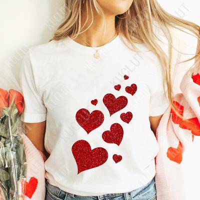 Womens Valentines Shirts Cute Heart T Shirts Funny Valentines Day Tees for Ladies Short Sleeve Clothes Summer Fashion Tshirts