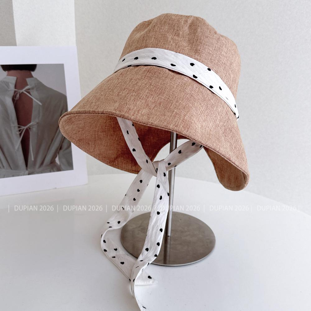 Japanese Princess Sweet Bucket Hat Women Spring Summer Sunscreen Sun Hat Small Fresh Polka Dot Lace-up Loli Sun Basin Hat