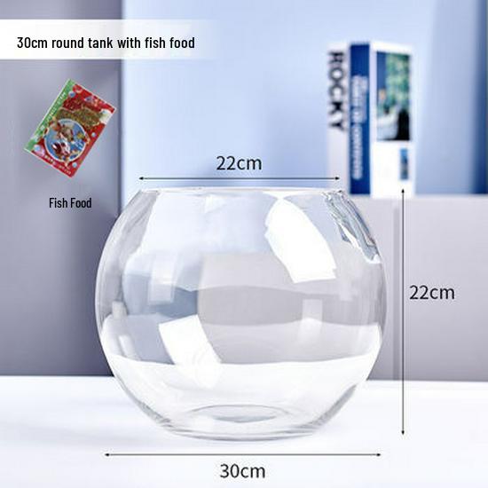 Round Transparent Glass Fish Tank for Desktops - Small, Thickened Design for Turtles and Goldfish, Ideal for Living Room Landscaping