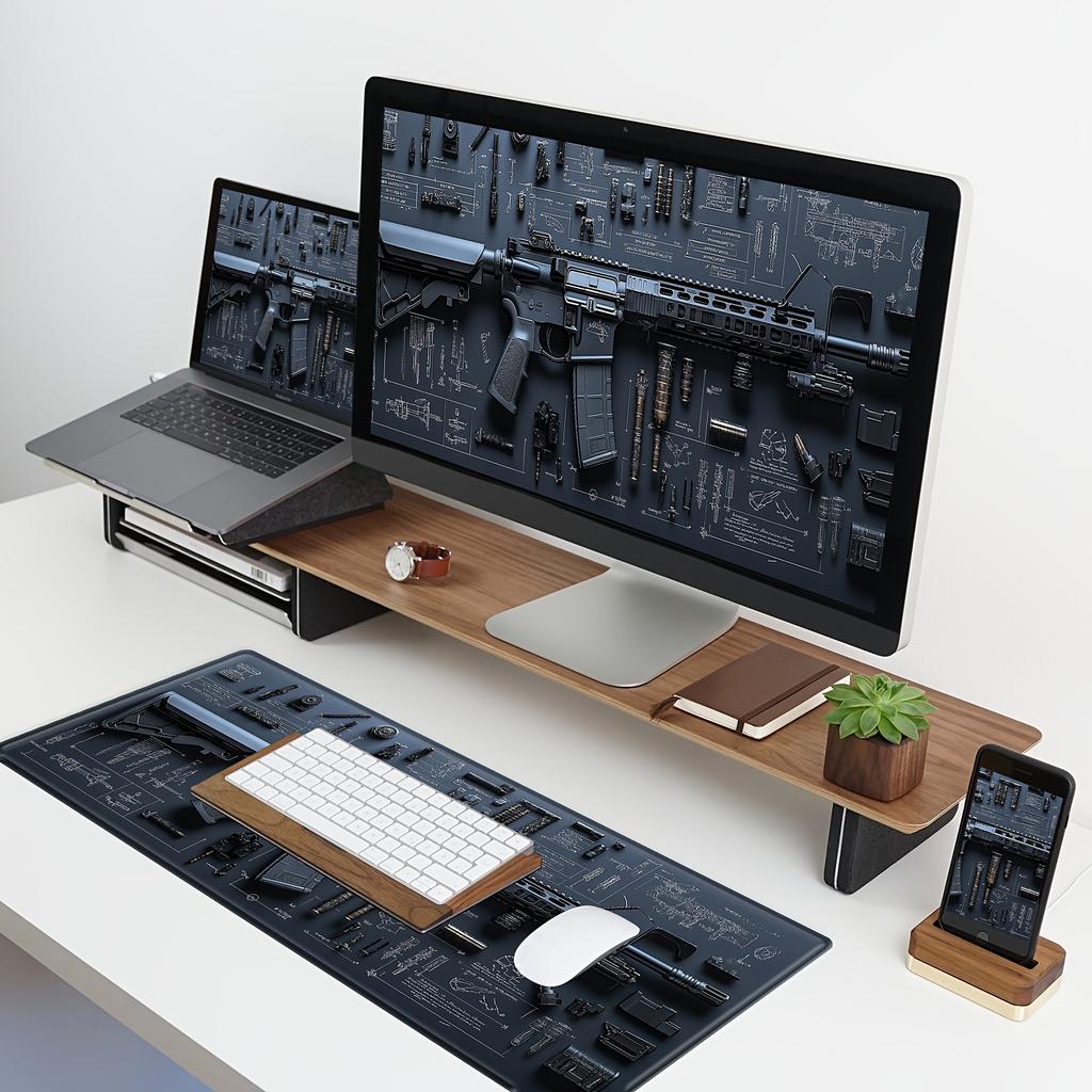 Gun Large Washable Mouse Pad Rubber Non-Slip Desk Gadgets Pc Setup Accessories Office Mouse Mat Setup Extended Pad Mousepad