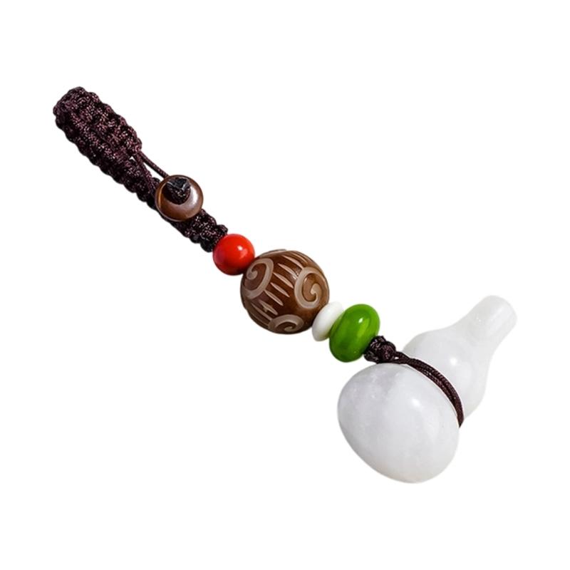

Lucky Gourd Car Keychain With Natural Crystal And Braided Rope Detail For Good Fortune And Stylish Decoration