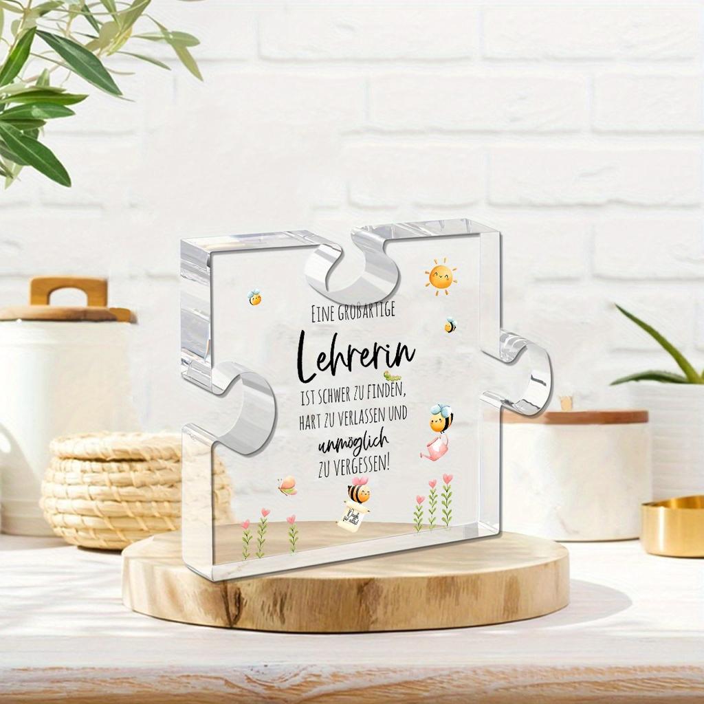 "You Are A Great Teacher" Teacher Appreciation Gift - Acrylic Thank You Card with Inspirational Quote, Cute Bee & Flower Design, Perfect for Educator