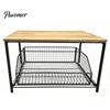 Durable Coffee Maker Holder Storage Rack with Drawer, Two Tier Countertop Organizer, Wood Snack Organizer for Closet Top And Metal Basket Kitchen