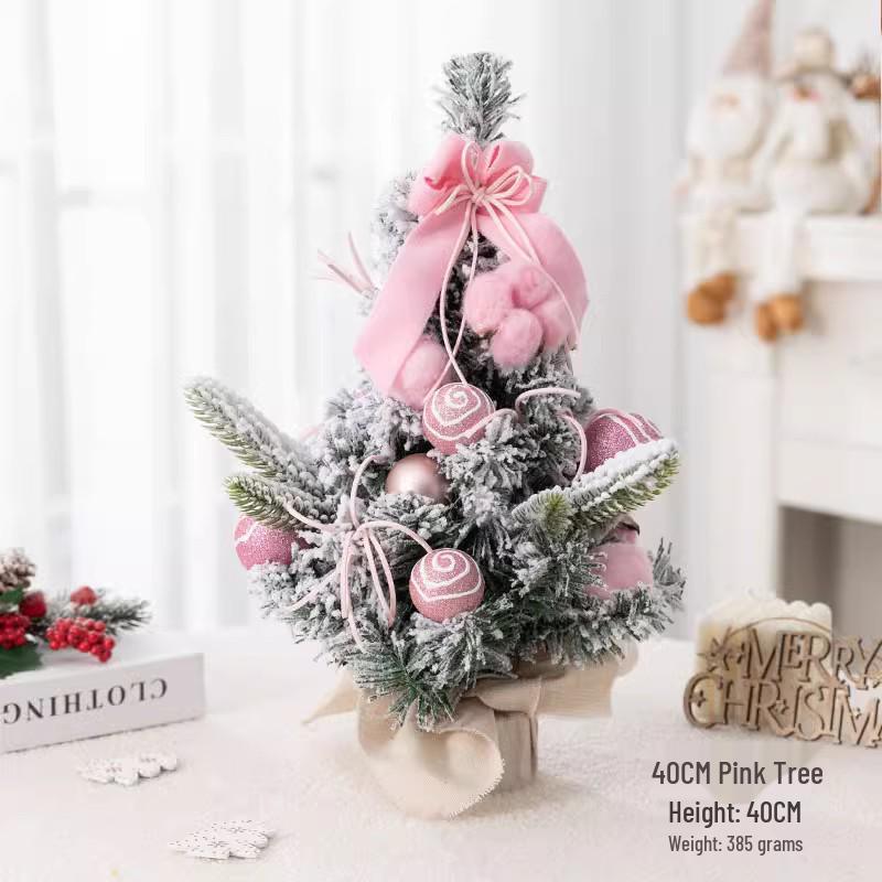 Pink Mini Christmas Tree Ornament - Desktop Simulation Cedar for Home or Window Decoration
