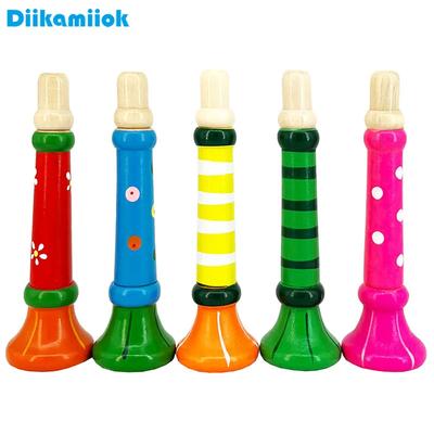 1pc Random Color Wooden Trumpet Children Horn Whistle Toy Musical Instrument for Kids Early Educational Toys Montessori Games