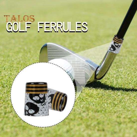 Ferule de golf, inele plate pentru fier de golf, pentru ferule de club de golf cu vârf conic de 0,370 inch, cu ax cu pană, design craniu