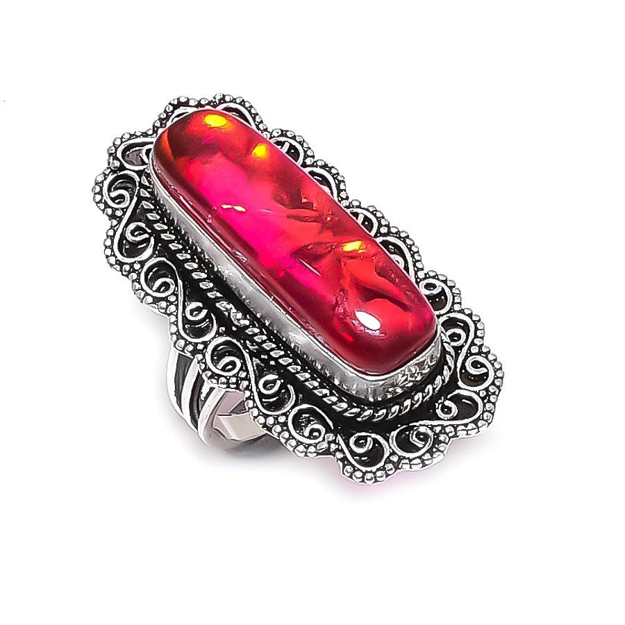 

Natural Pink Triplet Opal 925 Sterling Silver Jewelry Ring Size 7.5 ETC-13992