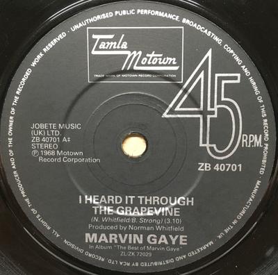 7inch Record MARVIN GAYE  I Heard It Through The Grapevine   ZB40701 Tamla Motown 1986 UK SoulFunk Used