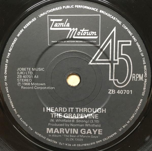 

7inch Record MARVIN GAYE I Heard It Through The Grapevine ZB40701 Tamla Motown 1986 UK SoulFunk Used
