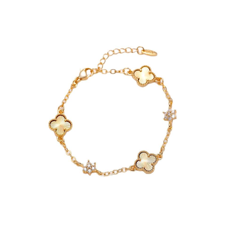 Clover Bracelet Color Preserved Gold Silver Inlaid Zircon Bracelet