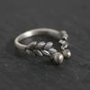 Literary Retro Wheat Ear Thai Silver Color Adjustable Ring Women Creative Round Beads Tassel Party Vacation  Accessories