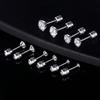 Titanium Steel Double-headed Zircon Stud Earrings Cylindrical Four-claw Stainless Steel Earrings Piercing Jewelry
