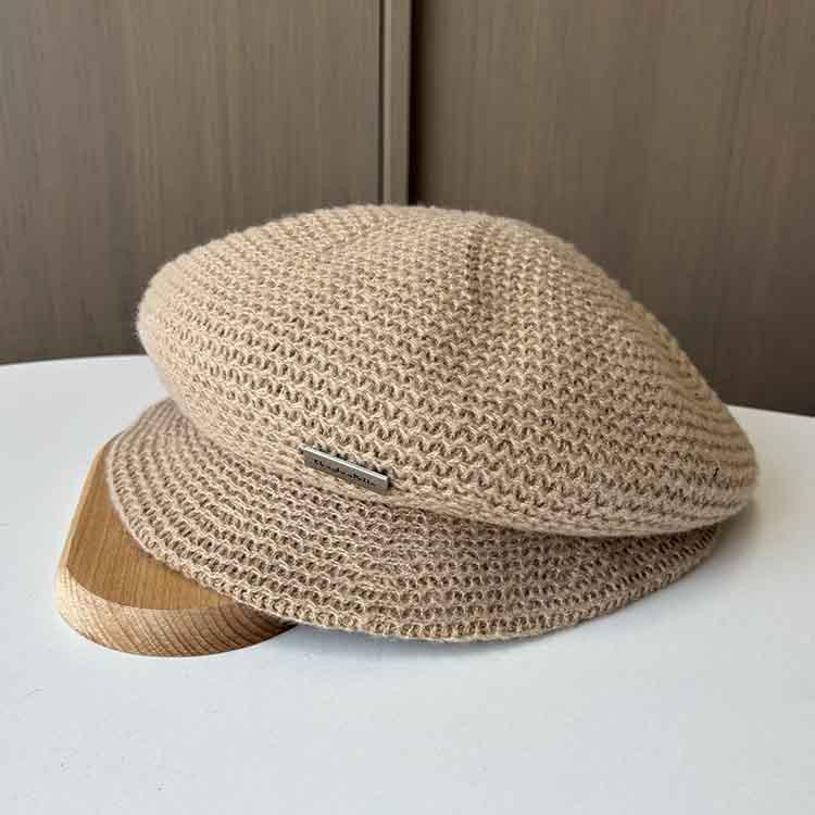 Women's Autumn and Winter New Retro Knitted Beret Painter Hat Casual Octagonal Hat