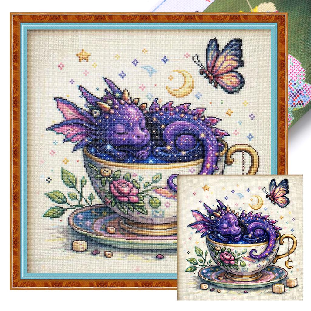 Dragon Full 14CT DIY Stamped Cross Stitch Kits for Beginners Adults Home Wall Decor Embroidery Needlepoint Starter Kits 40x40cm