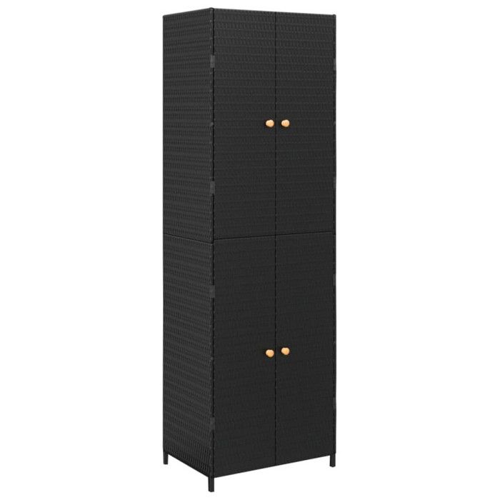 VidaXL Garden Storage Cabinet Black 59x40x180 Cm Woven Resin 319872