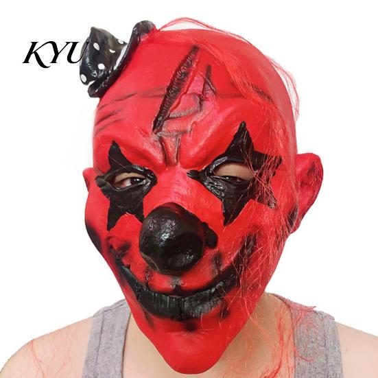 Geheimraum Flucht Outfit Horror Halloween Latex Maske für Erwachsene, Gruseliger Clown Cosplay Requisite, Unheimliches Party Auftritts Zubehör Ganzkopf Kapuzen Kostüm,