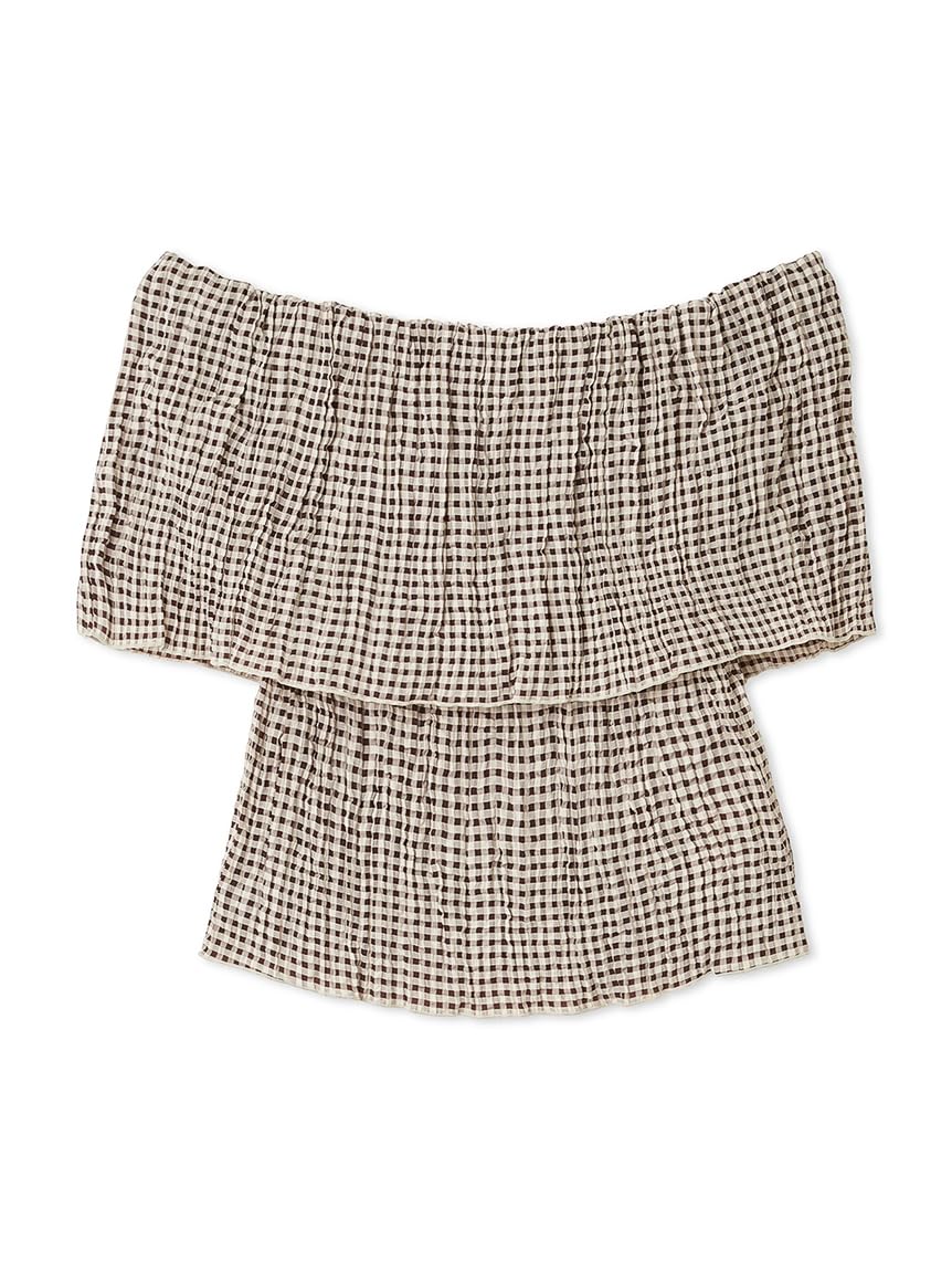 

Snidel Pleated Blouse SWFB252185 BRW Free Size Off-the-Shoulder Women s