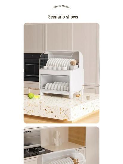 Kitchen Bowl & Chopstick Storage Rack with Lid for Tableware and Dish Draining