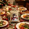 Christmas Linen Gift Bags Reusable 5 Styles Christmas Themed Design for Xmas Party Presents Birthday Gifts Xmas Tree Decorations
