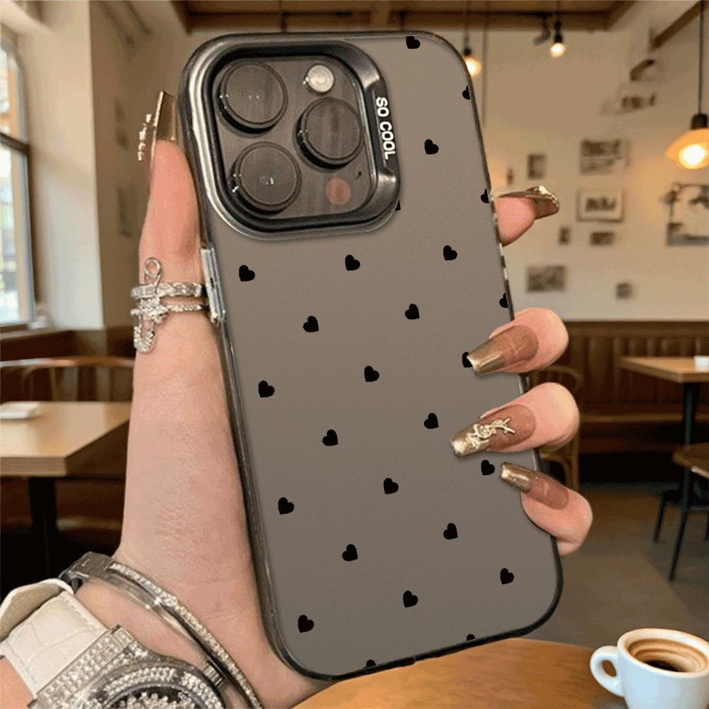 Minimal Black Hearts Pattern Phone Case for Redmi Note 15 14 13 12 11 10 9 Pro Plus Anti-Scratch Premium Hard Cover