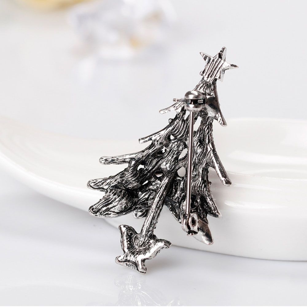 Retro Party Fashion Crystal Woman Gift Christmas Tree Lapel  Pins Brooches Jewelry