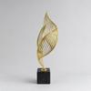 Gold-Tone Metal Sculpture with Black Marble Base Modern Sculptural Accent