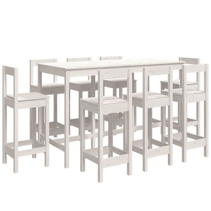 VidaXL 9-Piece Bar Set Bistro Furniture Set Dining Room Kitchen Pub Furniture Indoor White 3124723