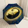 1PC cat moon Automatic Open/Close Umbrella with Windproof, 8-Rib Sturdy Canopy, Durable Ribs, Fashionable Design, Outdoor Accessory, Fun Prin, Holiday