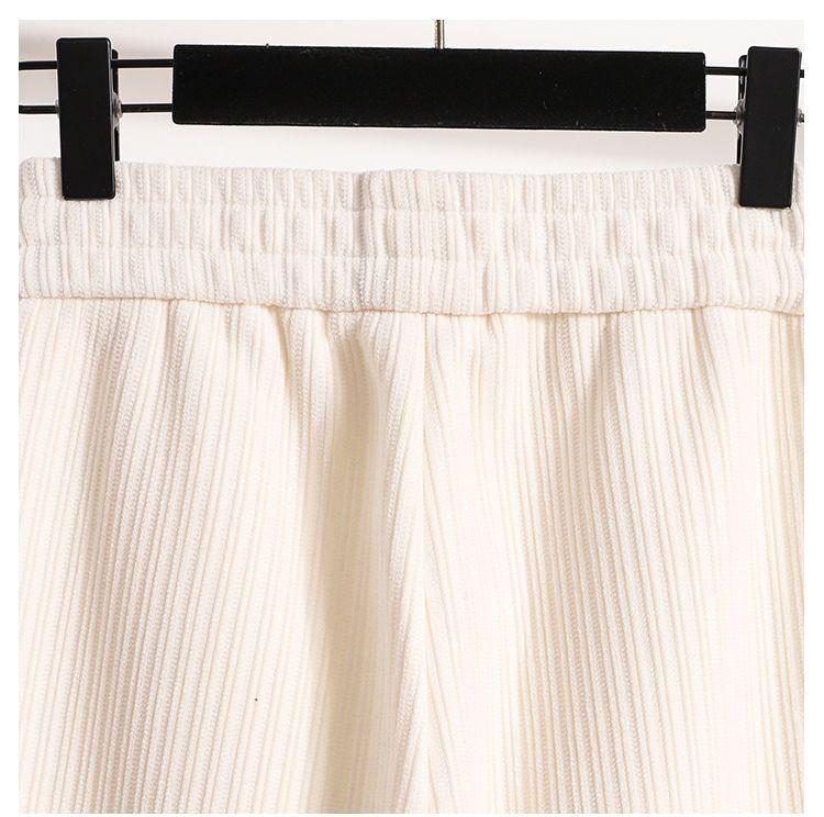 Petite Chenille Wide Leg Fleece-Lined Pants - Autumn/Winter High-Waisted Casual Trousers