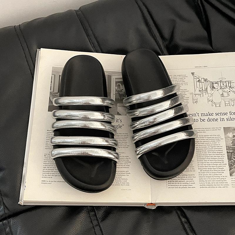 

Retro design thin slippers women s summer round head fashion versatile casual with skirt bag head cool slippers 40