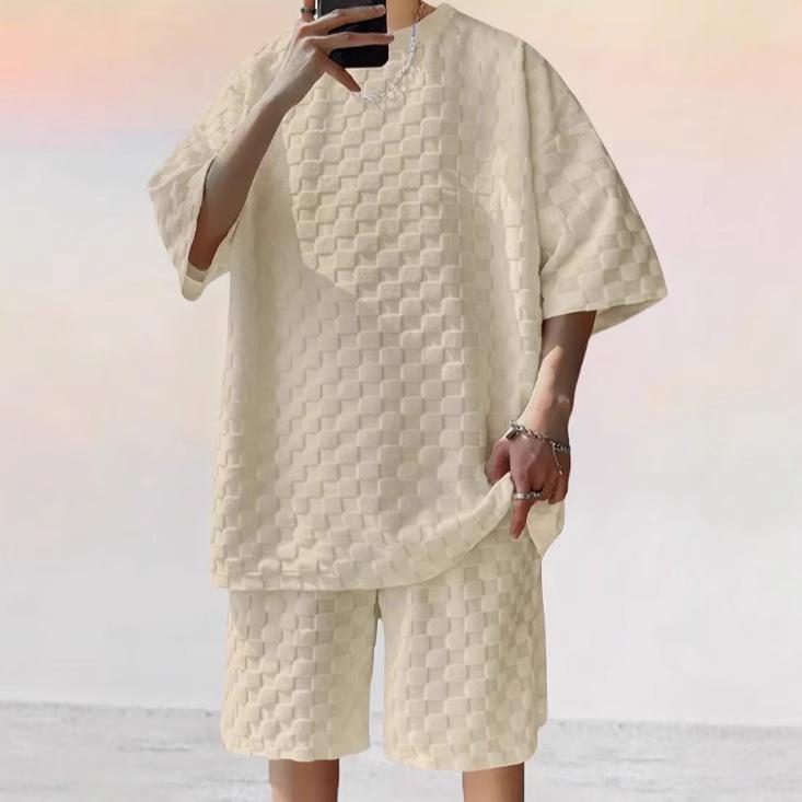 2025 Trendy Men's Checkered Spring/Summer Casual Loose Two-Piece Set