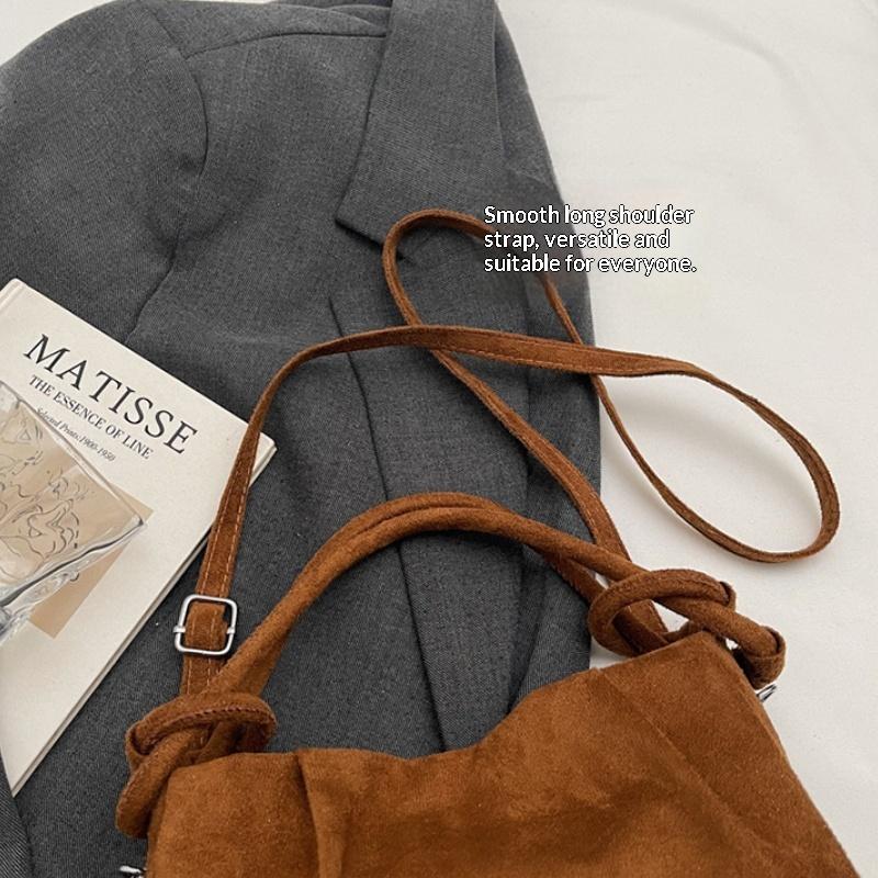 Retro Suede Simple Crossbody Bag Women Handle Bag Casual Comfortable And Versatile Texture Shoulder Commuting Bag