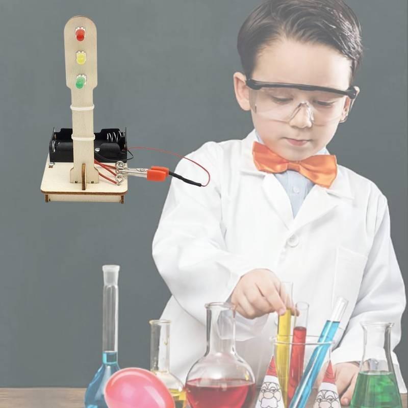 Holz DIY Ampel Lernspielzeug für Kinder Wissenschaftsexperiment MINT-Bildung