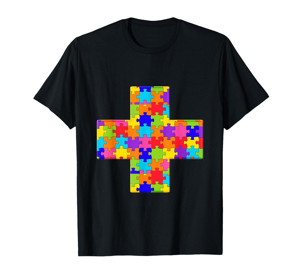 Medical Cross Hospital Jigsaw Puzzle Autism Puzzle T-Shirt