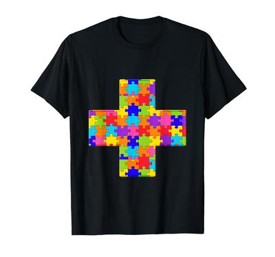 Medizinisches Kreuz Krankenhaus Puzzle Puzzle für Autismus T-Shirt
